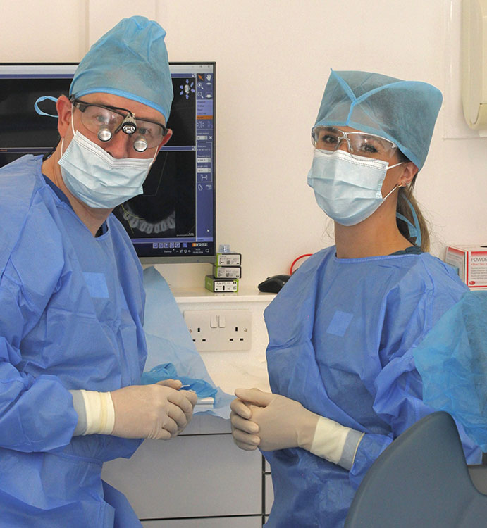 dental surgery team in scrubs